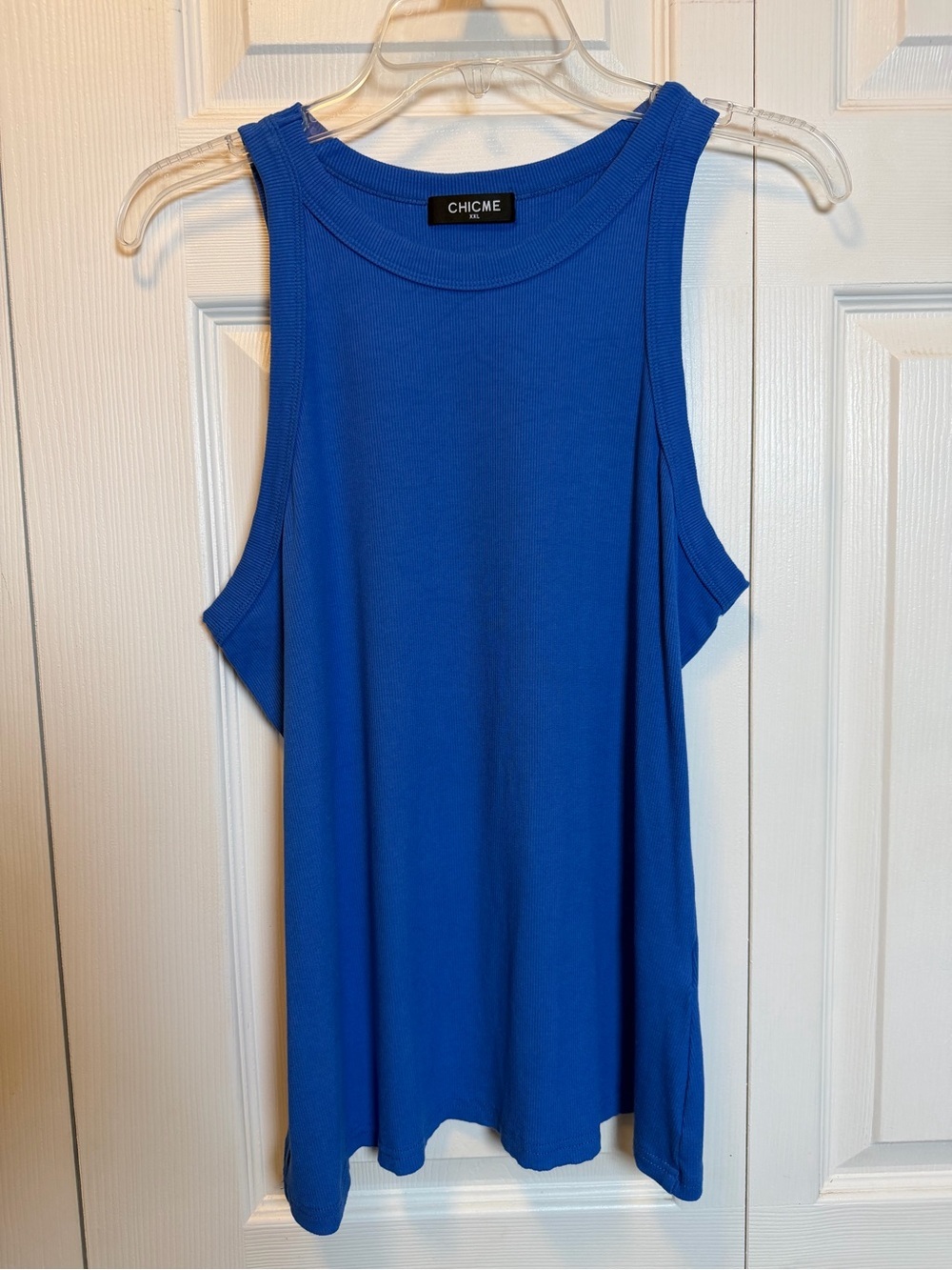 CHICME Blue Ribbed Tank Top XXL Sleeveless Stretch Knit NWOT